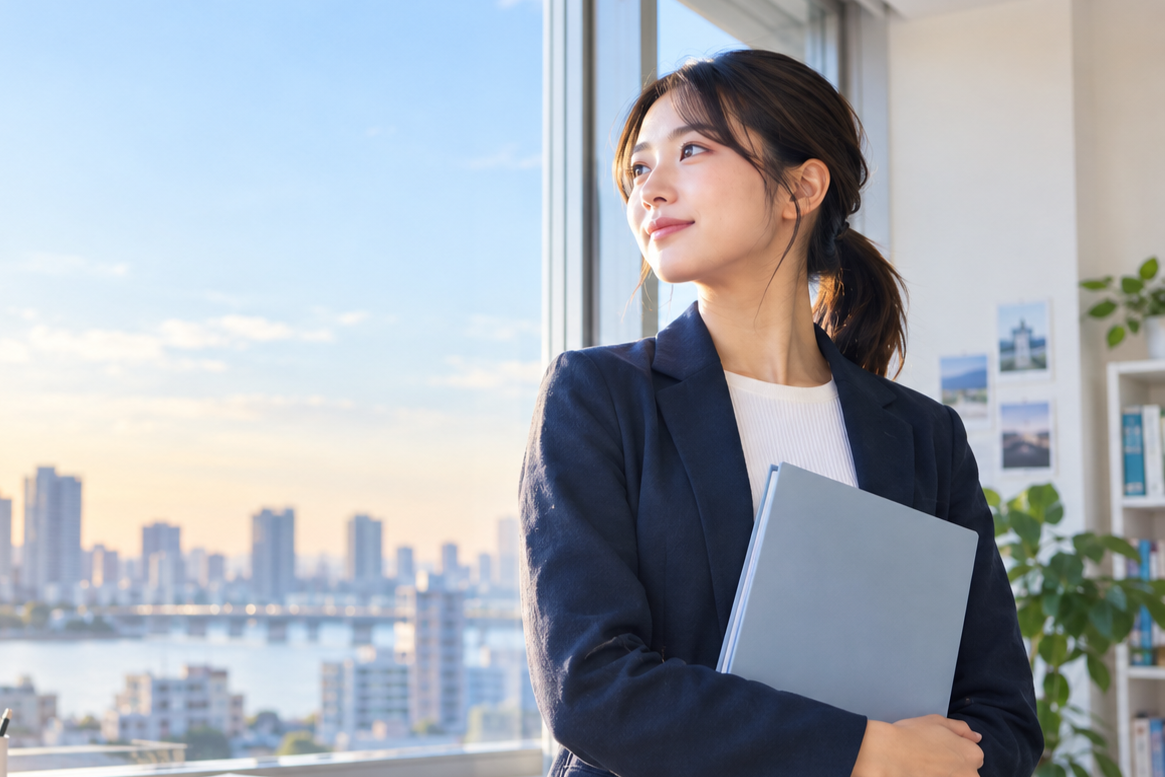 オフィス街で活き活きと働く女性社会保険労務士の姿